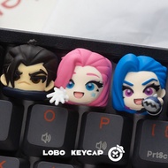 LOL Jinx Keycap Cute Cartoon 3D Creative Cute MX Switch Resin Keycaps DIY Yasuo Seraphine Aatrox Yuu