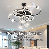 【In stock】[Starry Sky Fan Light] Ceiling Fan Light/LED Fan Light/Living Room Fan Light/Bedroom Fan L