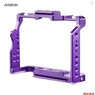 Andoer Camera Cage Aluminum Alloy Video Cage with Dual Cold Shoe Mounts Numerous 1/4 Inch Threads Re