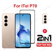 ITel P70 Tempered Glass 2 in 1 Screen Protector for ITel P65 P55 RS4 S25 Ultra S24 S23 Plus A50C A80
