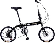 Foldable bicycle 16-inch Folding Bicycle Variable-speed Dual-disc Brake Bicycle Small Boys And Girls Bicycle Ultra-light Portable Bicycle For Children (Color : Black, Size : 125 * 65 * 80cm)