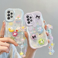 Casing Samsung Galaxy A72 5G/4G TPU Gelas telefon bimbit krim boneka 3D comel dengan tali tangan yan