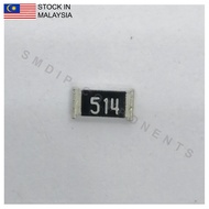 10PCS Taiwan-Grade 510k ±5%, 1206 SMD Resistor (514)