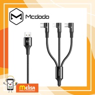 ✨READY STOCK✨100% ORIGINAL Mcdodo 90 degree 3Amp Braided 3 in 1 Fast Charging Mobile Phone Cable CA-