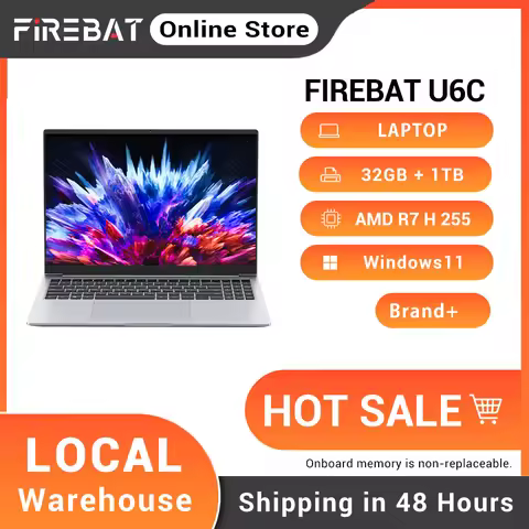 Firebat U6C 16” Gaming Laptop AMD Ryzen7 H255 8C/16T LPDDR5 32GB RAM M.2 PCIe4.0 1TB SSD WiFi6 BT5.2