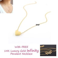 Tiny Gold Sweet Single Dainty Heart Necklace with FREE 14K Luxury Gold Infinity Pendant Necklace