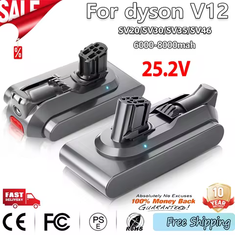 For Dyson V12 Battery 6000/8000/10000 mAh 25.2V Battery Compatible With SV20 SV30 SV35 SV46 Vacuum C