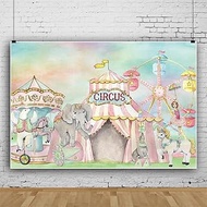 Circus Backdrop Pink Carnival Carousel Ferris Wheel Circus Big Top Tent Backgrounds for Girls Prince