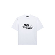 Bal T-shirt Medium Fit BB Initial Text Print Front Back Logo Unisex White