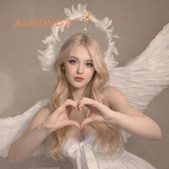 ALISONDZ Feather Glory Crown Headband, Dress Up Props Double Layer Virgin Mary Queen Tiara, Hair Dec
