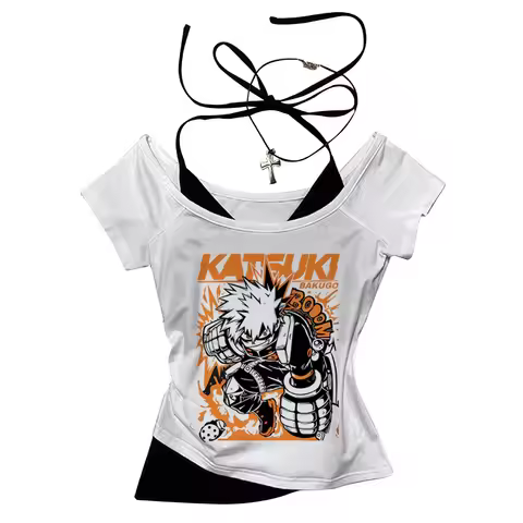 My Hero Academia crop top gothic summer shoujo girl style harajuku gyaru coquette 2000s teens tshirt