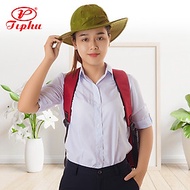 Áo trắng nữ sinh tay ngắn, sơ mi công sở, tay cách điệu nhẹ nhàng, vải KT Silk mềm mại, bigsize đến 