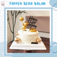 Topper Bear Baloon Beruang Hiasan Cake Kue Ultah Birthday Pesta Ulang