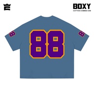 T-Shirt | Boxy Fit Cotton Jersey | Bold Bold Bold | SteelBlue | EVLTG Apparel