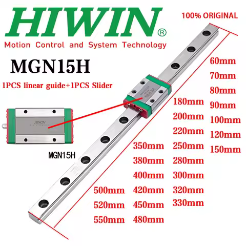 NEW HIWIN Original Genuine MGN15 Linear Rail 60 70 80 90 100 150 200 300 400 450-550mm MGN15 Linear 