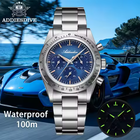 ADDIESDIVE Luxury AD2552 Chronograph Watch 0S20 Movement C3 Luminous 316L Stainless Steel 10Bar Wate