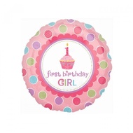 Anagram Foil 1st Birthday Girl Balloon Round Pink / Birthday Foil Balloon