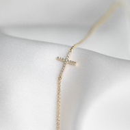 【鑽石系列】純18K玫瑰金復古十字架鑽石手鏈 訂製設計 B016