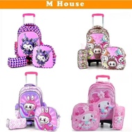 Primary School Bag 2/ Trolley Bag/ 6Wheels/ 3 In 1 Set Girls Beg Sekolah Roda Perempuan