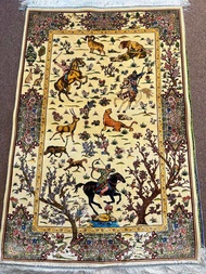 Persian silk on silk carpet size 2.5x4 ft 75x120 cm from Iran 🇮🇷