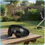 [mojotorw7] Comfort Fit Lawn Mowing Goggles Steel Mesh Protective Safety Glasses Eye Guard for Yard 