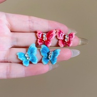 Pink Blooming Butterfly Studs Earrings Unique Design Sense