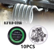 10Pcs Coil Alien Clapton 0.45 Ohm Coil Prebuilt Kawat Vapee Coil
