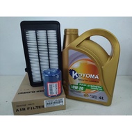 HONDA CIVIC 1.5 TURBO, HONDA CRV 1.5 TURBO AIR FILTER + OIL FILTER + KOYOMA 0W20 FULLY SYNTHETIC ENG