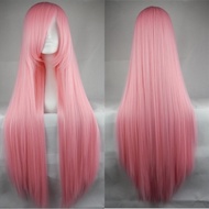 Wig Female Long Straight Hair Wig Headgear Anime cos5CM Wig Silk Colorful Oblique Long Straight Hair