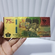 Uang 75000 Rupiah Gold Foil Indonesia Emas