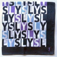 Yves Saint Laurent 復古絲巾 緹花織紋 YSL 標誌設計 21.5 x 21 英吋