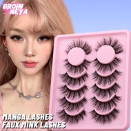 GROINNEYA Manga Eyelashes 3D Natural False Lashes Fluffy Soft Cross Manga Lashes Wispy Natural Eyela