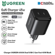 Charger UGREEN 65058 Dual USB C Gan Fast 45W Black