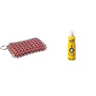 Cast Iron 8-Ounce Seasoning Spray and Lodge Chainmail Scrubbing Pad Set