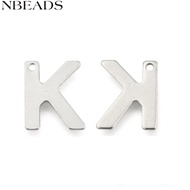 50pcs Tarnish Resistant 304 Stainless Steel Letter Letter.K 11x9x0.5mm Hole: 1mm