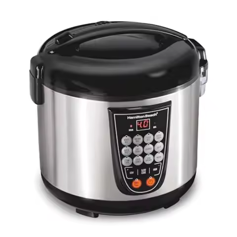 Hamilton Beach Digital Programmable Rice and Slow Cooker Food Steamer 20 Cups Cooked 10 Cups Uncooke