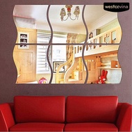 Westcovina 6Pcs Wall Sticker Removable 3D Decoration Mirror Effect DIY Mirror Wall Sticker for Home