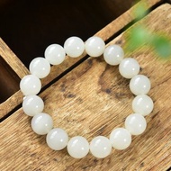 秒殺高品質天然和田玉圓珠12mm手串 玉料干淨 密度油性好