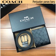 100% Genuine COACH Men PVC Belt+Leather Belt Wallet Gift For Men