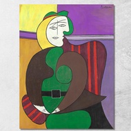 Art reproduction The Red Armchair Picasso Pablo ppc47 รูปติดผนัง ภาพที่มีชื่อเสียง ภาพพิมพ์รายละเอีย