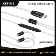 KEFINE Silver Plated Detachable Cable for Klean Hifi Wired Earphone IEM USB C with Mic 0.78mm 2 pin
