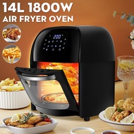 Oil Free Air Fryer Oven Toaster Rotisserie Dehydrator Countertop Oven With LED Digital Touch Screen Electric Deep Fryer Black 1800W 14L