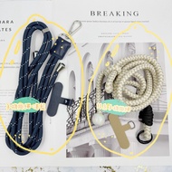 Korean Style Mobile Phone Lanyard _ Beige (Lanyard * 1+Gasket * 1)/Mobile Azure Blue * 1+Gasket * 1)