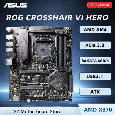 ASUS ROG CROSSHAIR VI HERO X370 Motherboard AM4 Supports AMD Ryzen 7 5700x3d 5700x 5800x3d 5800x 370