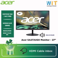 Acer SA272UG0 Monitor - 27"/1ms VRB /120Hz /2560 x 1440 /IPS Panel /DP /HDMI /SPK +Audio Out /3 Year