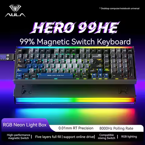 AULA Hero 99he Magnetic Keyboard 101Keys 99% Layout Wired Trigger 8K Return Gamer Customize RGB Magn