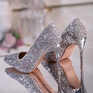 รองเท้าส้นสูงไซส์ใหญ่ 41 45 35-46 พลัสขนาดรองเท้าส้นสูงฝรั่งเศสผู้หญิง 41 กลุ่มแต่งงานรองเท้า Xiuhe