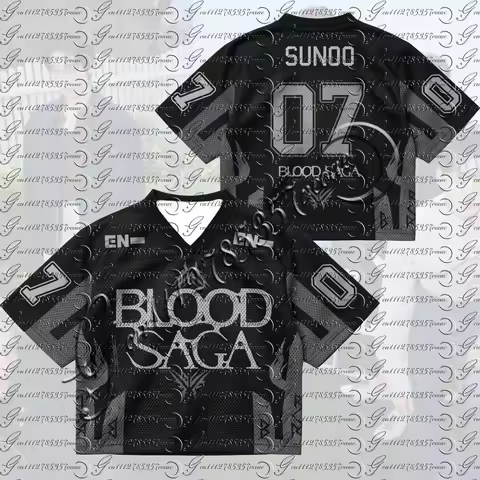 ENHYPEN BLOOD SAGA Custom Jersey T-shirt Kpop Engene Members Name Number Black Mesh Tee Casual Stree