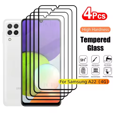 4Pcs For Samsung A22 Glass Samsung Galaxy A22 Tempered Glass 9H Protective Full Cover Glue For Scree