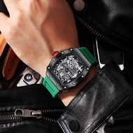 คุณภาพสูง Richard Mille Non-Mechanical หล่อผู้ชายนาฬิกา Barrel Hollow Creative นักเรียนนาฬิกาซิลิโคน